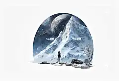 人工智能生成 山 雪 行星 神秘主义 童话 抽象的 梦 幻想