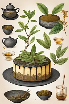 清新手绘沁人心脾的茶叶图片插画