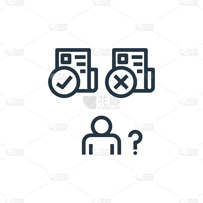 怀疑图标向量从检测假新闻概念。细线插图，可编辑笔触。质疑线性标识在网络、手机应用、标识、印刷媒体上的图片_其他图片图片素材-花瓣网