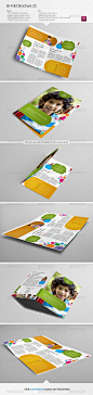 Bi-Fold Brochure 儿童幼儿园招生二折页手册画册模板素材源文件-淘宝网