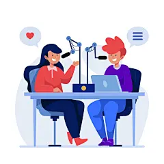 矢量卡通录音播音广播插画元素