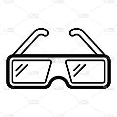 数字立体投影眼镜，用于在影院观看3D电影矢量图标设计