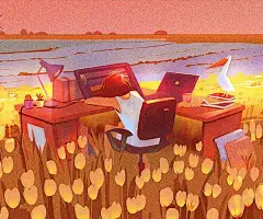 每日插画推荐超话插画师 nadaskii 的这组插画通过简单的画面构图和令人沉醉的光影构建了让人无限遐想的童话世界生活，每一幕都太美了吧！作者主页—ins#场景插画# ​​​​