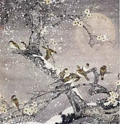 【国画】名家画笔下的《雪野寒鸟》 