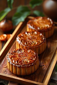 八月节中秋节美食月饼摄影照片