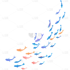 通用肌理插画鱼群贴纸动物系列