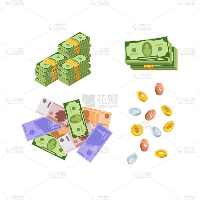各种货币，现金，纸币，硬币