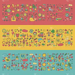 涂鸦向量幼儿园元素