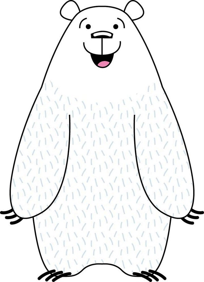正面站立的可爱卡通北极熊简笔画