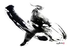 台湾女插画师 Jungshan（Rola Chang）的水墨风格插画。