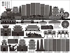 晋中地标建筑ai矢量素材线稿