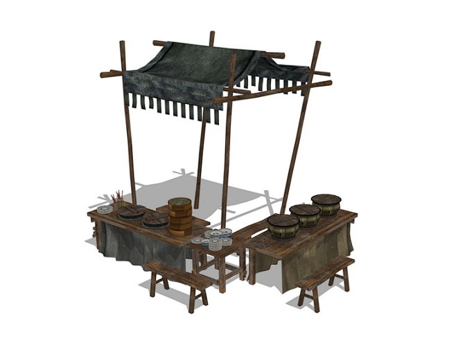 古代摊位SU模型 | 铅笔汇-高品质SU模型交流分享平台