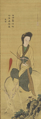 日本艺术|  一只雌雄不朽骑在白鹿上|  F1894.29 19世纪初基石甘库（日文，1749-1838）江户时代：