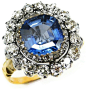 19th century sapphire and diamond cluster ring, circa 1880