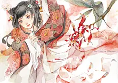 古风古装水彩美女插图CG手绘人物插画人物sai上色素材120张XF006-淘宝网