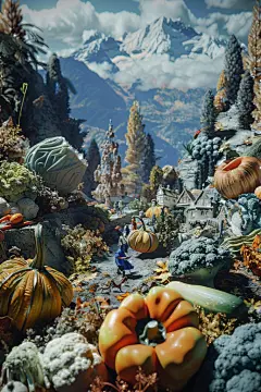 场景特写创意果蔬世界