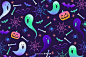 Gradient halloween ghosts background