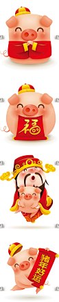 timg 1 - 2019猪年新年春节元旦卡通可爱财神手机壳家居海报设计图案ai素材
