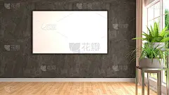 模拟海报框架在室内背景。三维演示