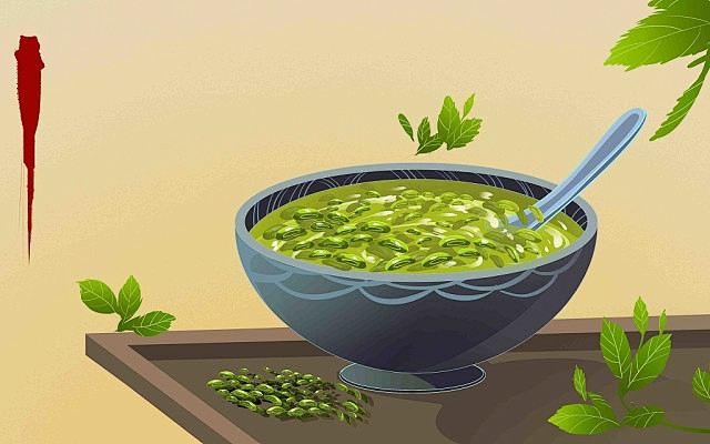 国潮绿色夏天大暑绿豆粥