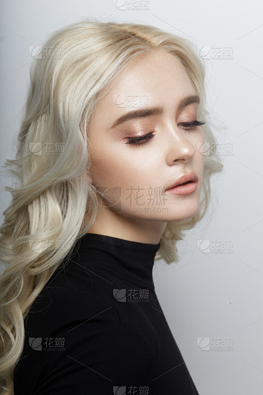 彩妆,女人,发型,金色头发,柔和,注视镜...