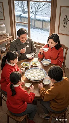 请生成南方冬至吃汤圆海报