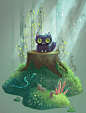 Little Big Adventures Of A Cat Lost In The Woods : This new art series, created by Alena Tkach for NeonMob, is the story of a curious kitty named Pinkerton. Told through two beautifully illustrated images, our tiny hero makes new friends getting lost in t