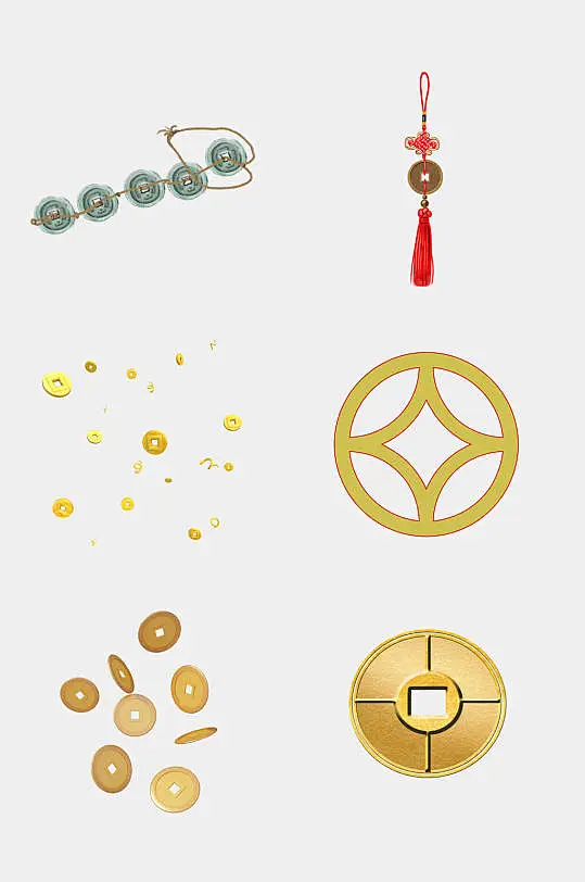 精致古代钱币铜钱金融货币免抠元素-花瓣网