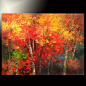 ORIGINAL forest painting large huge fine ART fall AUTUMN color red trees TATIANA #Impressionism: