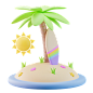 Island Surfboard 3D Icon