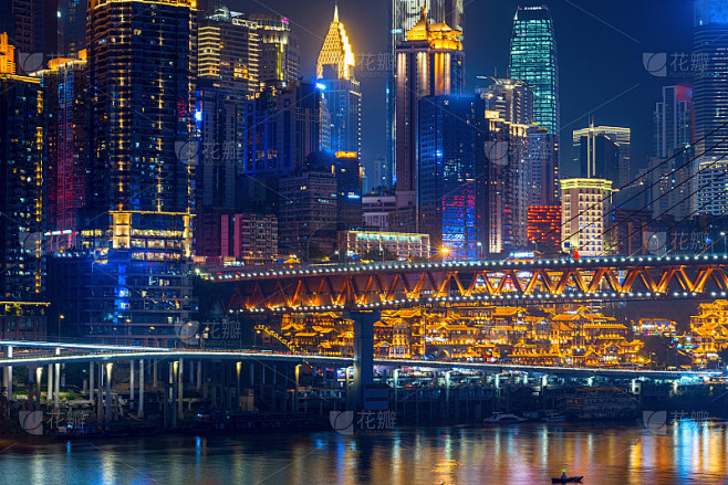 晚上，美丽的城市风景，中国重庆