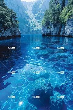 俯视深蓝色的湖水，蕾丝般的涟漪轻轻滴在水面上海报