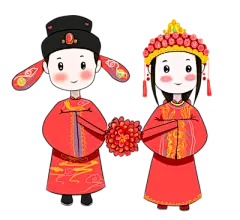 【米图网-52mitu.com】婚礼 中式 新娘 新郎 插画 手绘 喜事 头纱 盖头中式婚礼