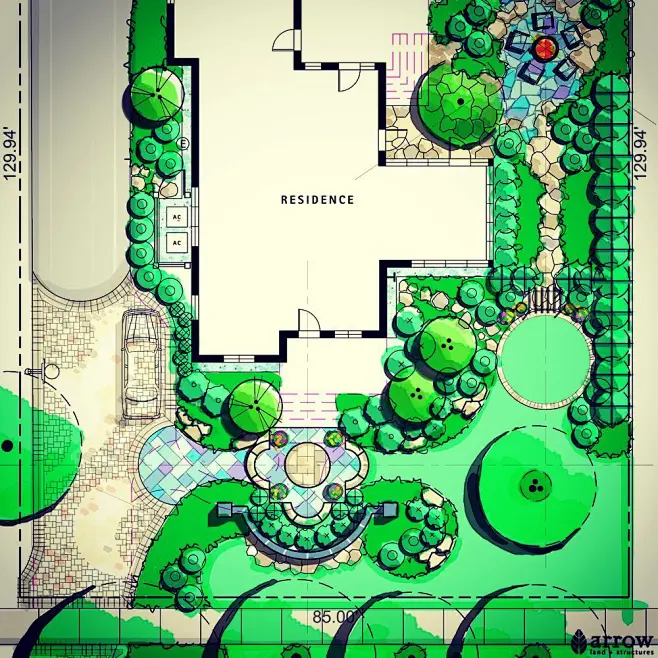 Winnetka, IL - color rendered landscape concept plan. (An oldie, but a ...