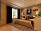 现代简约风格复式楼卧室床头背景墙装修效果图