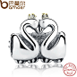 Aliexpress.com : Buy Swan Couples Embrace Charm Fit Original Bracelet 925 Sterling Silver With  Gold Color Crown DIY LOVE Jewelry PAS063 from Reliable charm sterling silver 925 suppliers on bamoer Official Store