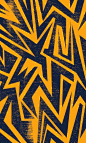 This may contain: an orange and blue abstract background with black lines on the bottom half of the image