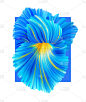蓝色矩形上一个孤立的抽象三维花的矢量模板。花彩色插图与体积的虹膜贺卡，海报，横幅，背景。