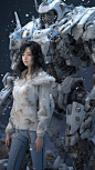 高清美女和机器结合手机壁纸
