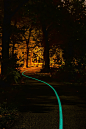 Piste cyclable avec ligne de peinture phosphorescence, Pessac, France © Olikrom <lightzoomlumiere>