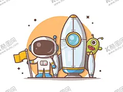 卡通航天宇航员宇宙手绘插画 【酷图网】宇航员,航天员,宇宙,飞行员,火箭,彗星,卫星,宇宙飞船,飞碟,外星,太空,星球,航天,卡通宇航员,卡通航天员