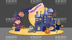 美陈  - 源文件下载【酷图网】美陈,堆头,西方节日,万圣节,商场,商业,城堡,鬼怪,南瓜,