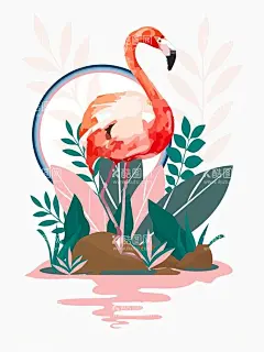 火烈鸟装饰画  - 源文件下载【酷图网】背景墙,墙纸,壁纸,壁画,工装背景墙,北欧背景,手绘简约,现代背景,网红羽毛,浪漫唯美