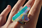 Angel Aura Quartz Point Cluster Ring