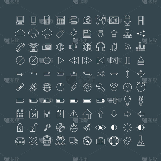Set of Simple Vector Line Icons. Electronic Device