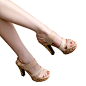 芬碧2012新款真皮女式正品粗跟凉鞋女士罗马高跟防水台鞋 C002