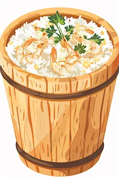 美味的海鲜木桶饭煲仔饭美食插画
