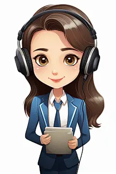 翻译官耳机卡通翻译人物元素插画图片