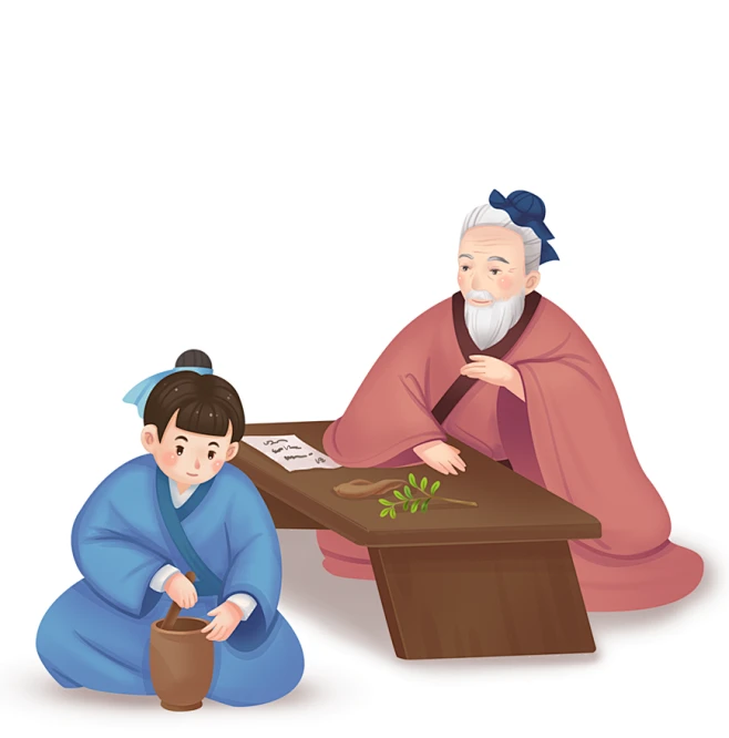 中医古代医生老医师学徒中国医师节人物插画-花瓣网