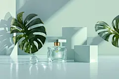 小清新青色主题C4D电商展台背景图